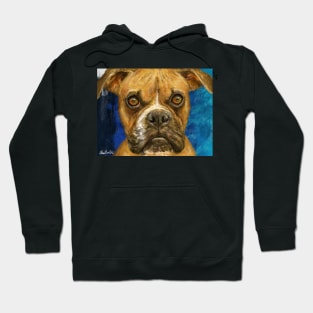 A painting of a brown Boxer looking straight at you Hoodie